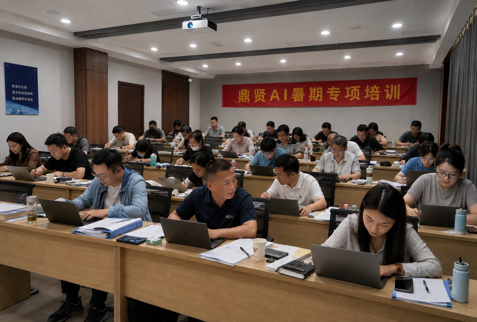 鼎贤AI 暑期专项培训：教师学员带电脑跟练